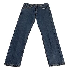 Levi's 505 Regular Straight Mens 38x34 Medium‎ Wash Blue Jeans Denim Zip